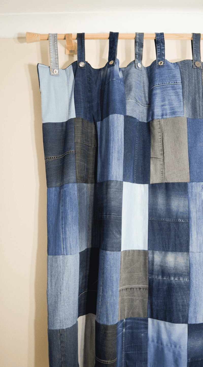 how to sew denim curtain