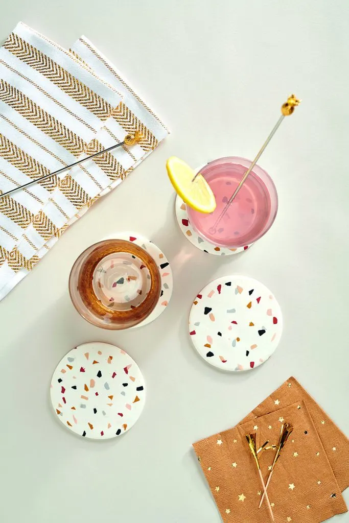 making coasters terrazzo style