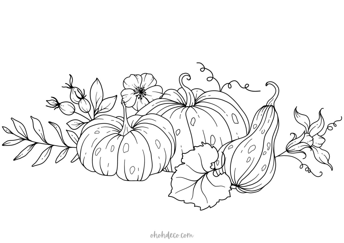 Pumpkin arrangement Coloring Pages - Ohoh deco