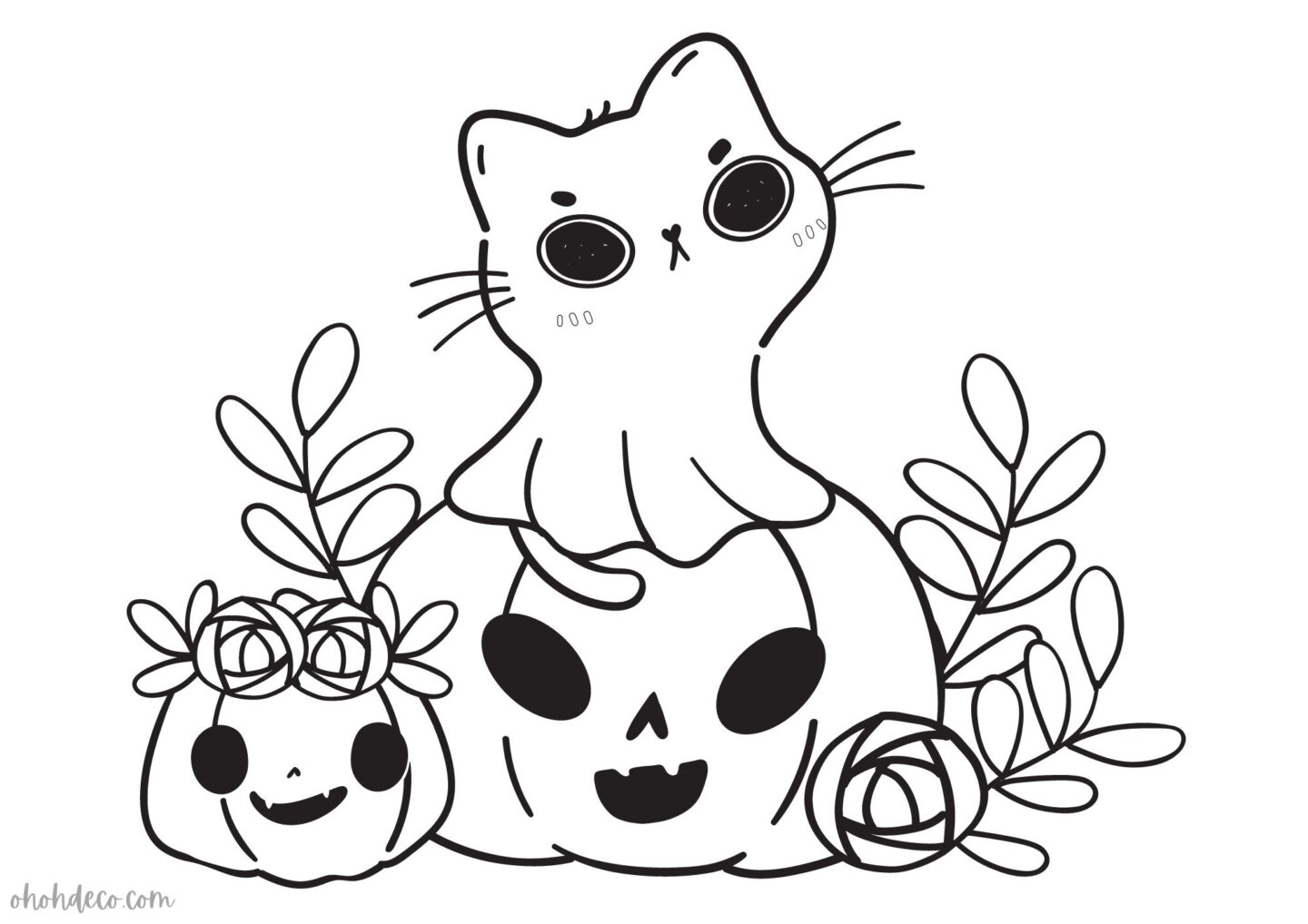 cat ghost coloring pages
