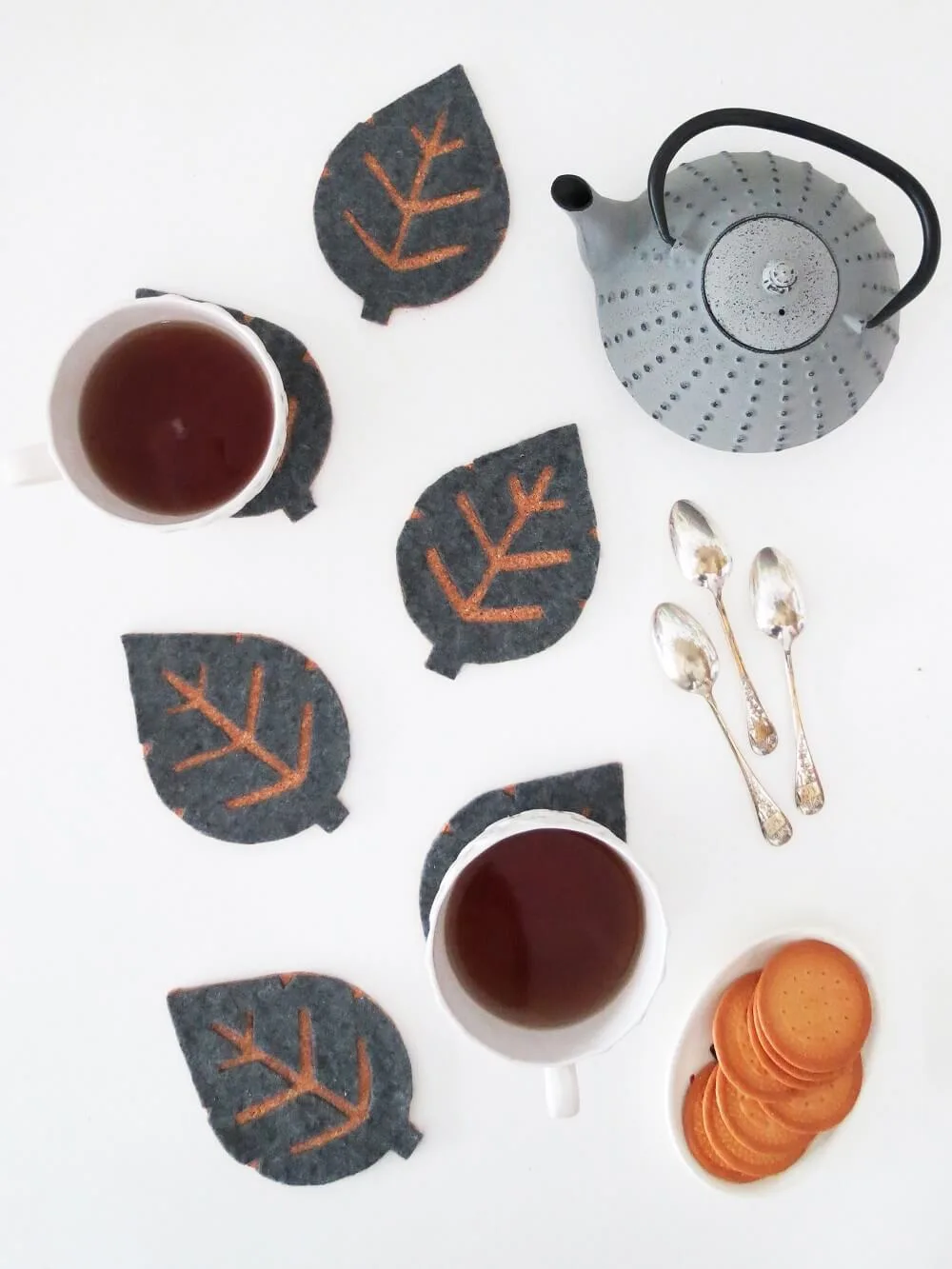 Fall Crafts for Adults leaf coasters