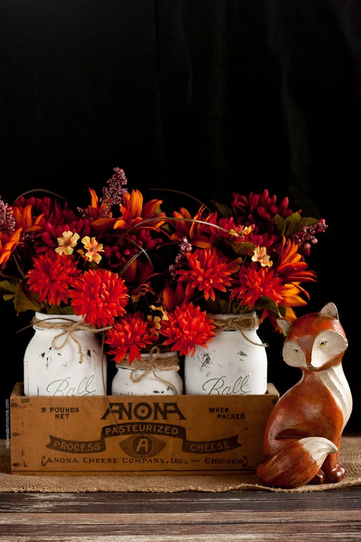 fall centerpiece with mason jar