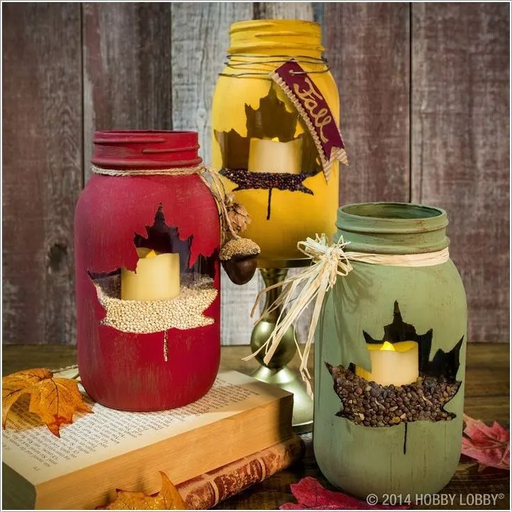 fall leaf mason jar