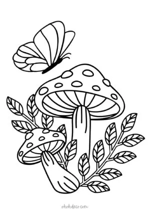 mushroom butterfly coloring page