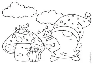 mushroom pumpkin coloring page