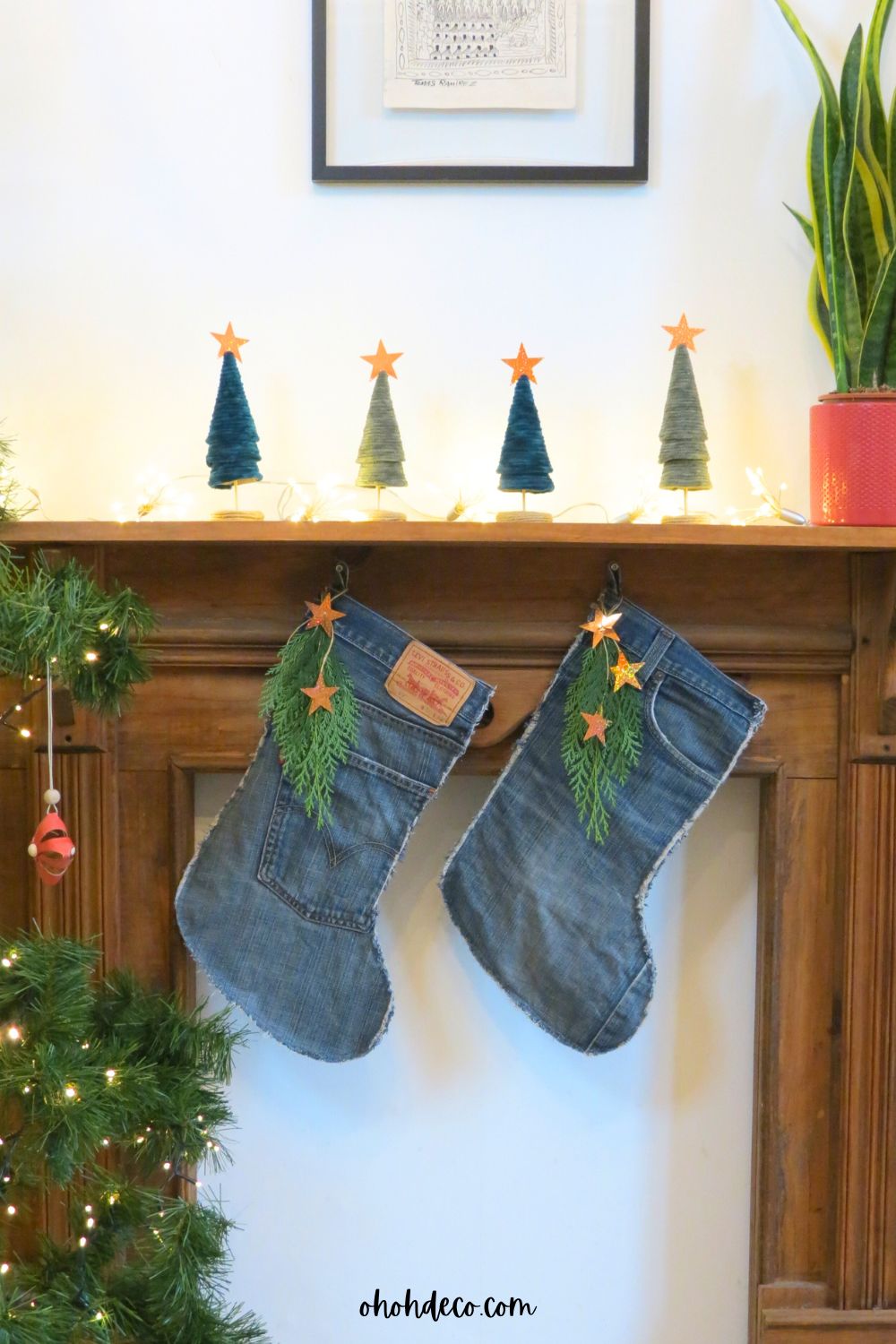 Easy to make denim Christmas stockings