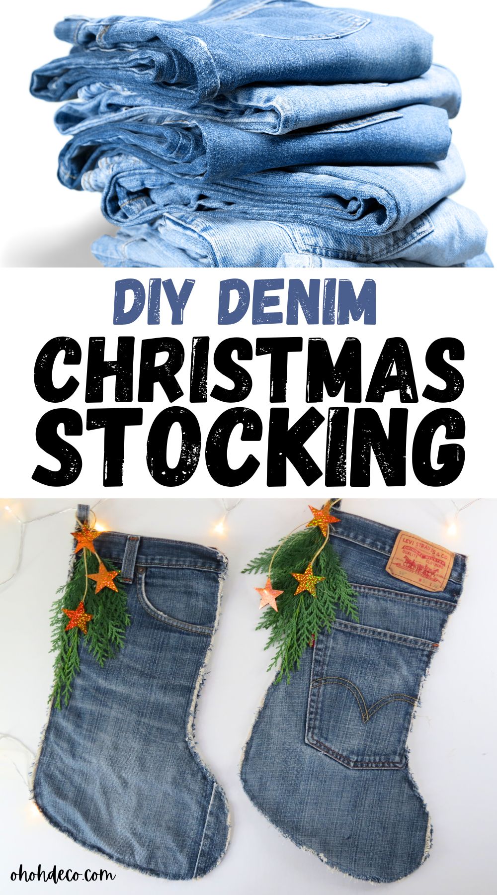 how to make denim Christmas stockings