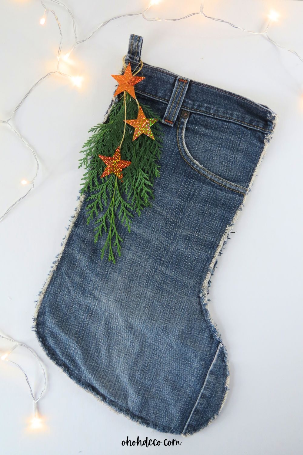 how to make denim Christmas stockings