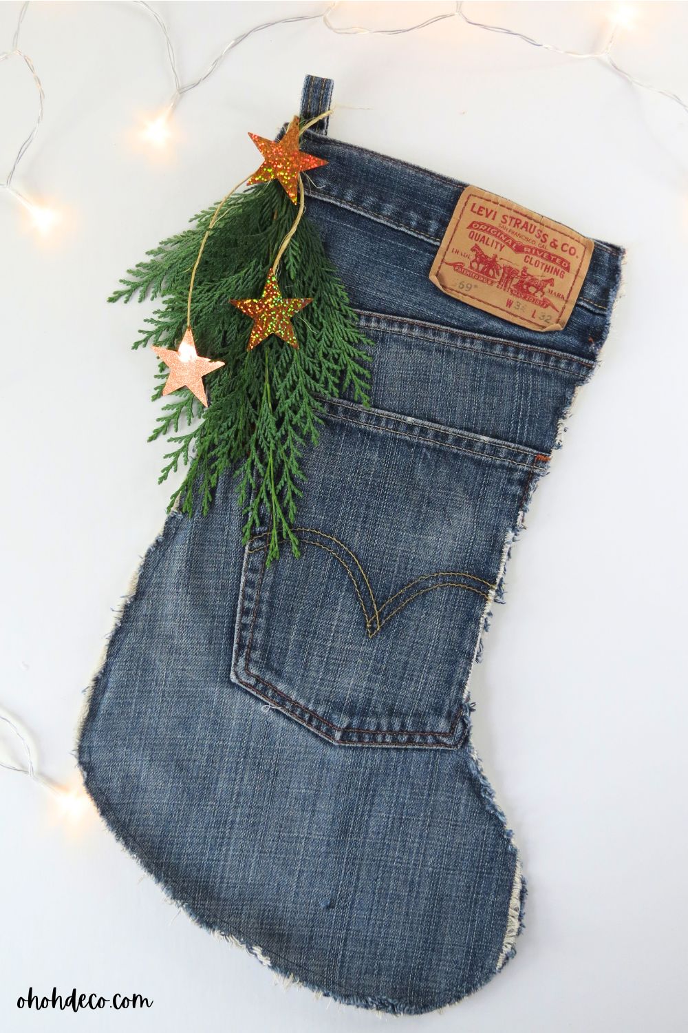 DIY denim Christmas stockings