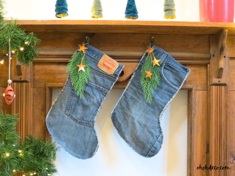 How to make denim Christmas stockings