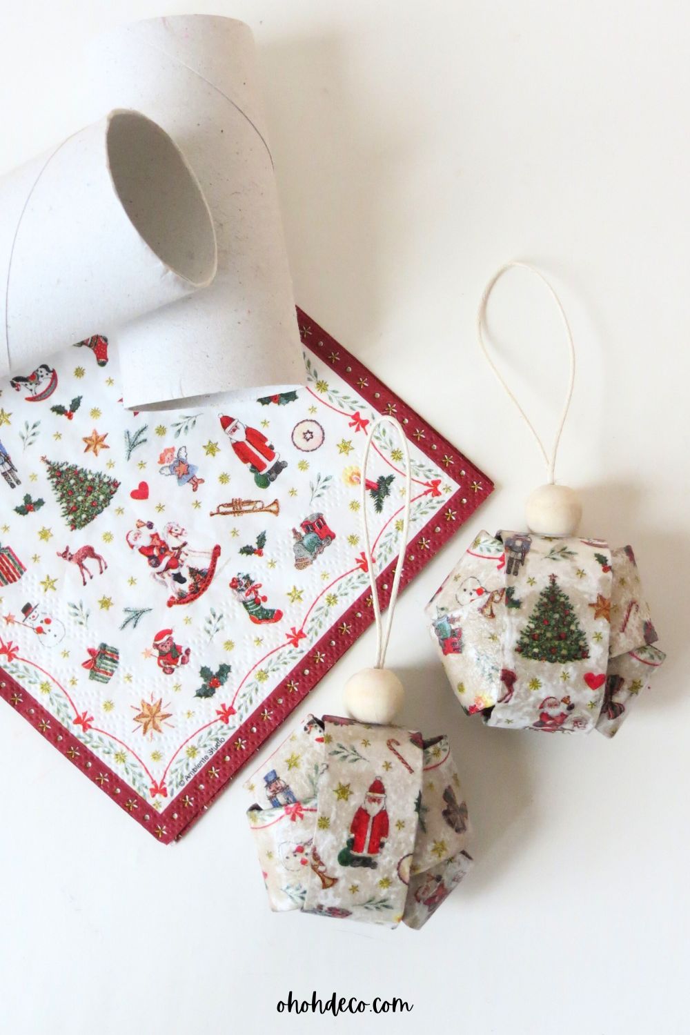 Joyas de Navidad de bricolaje con servilletas de papel