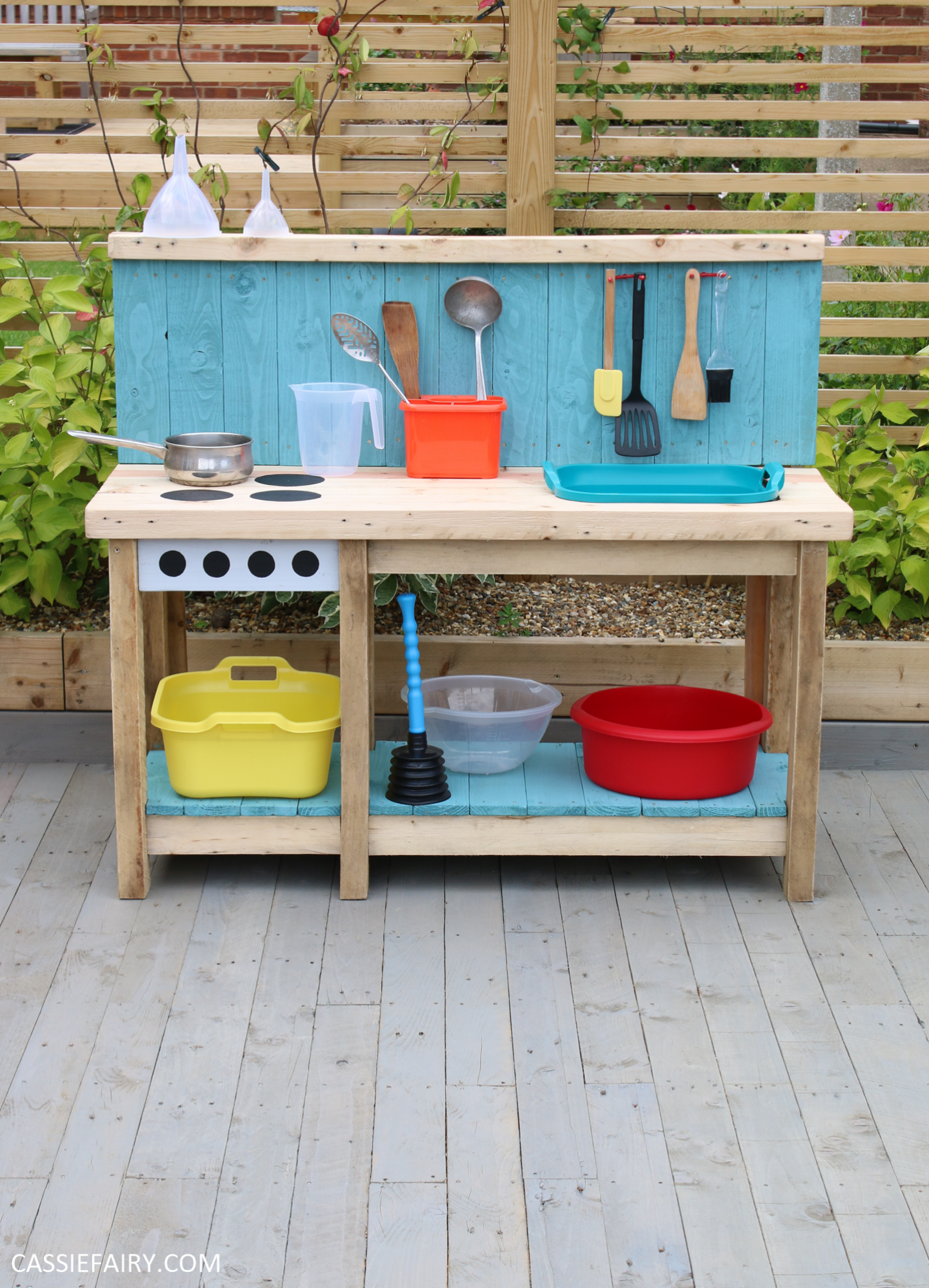 blue and wood kid kitchen