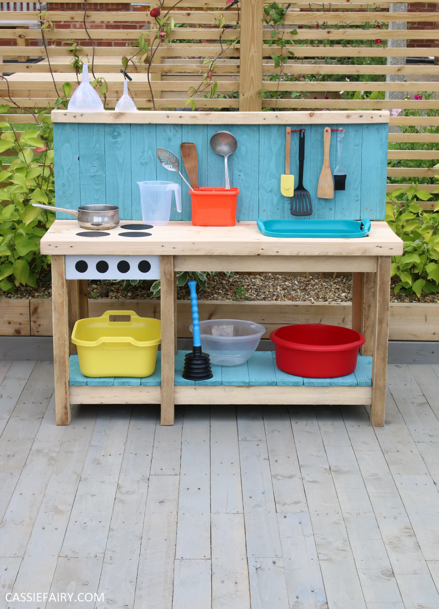 blue and wood kid kitchen