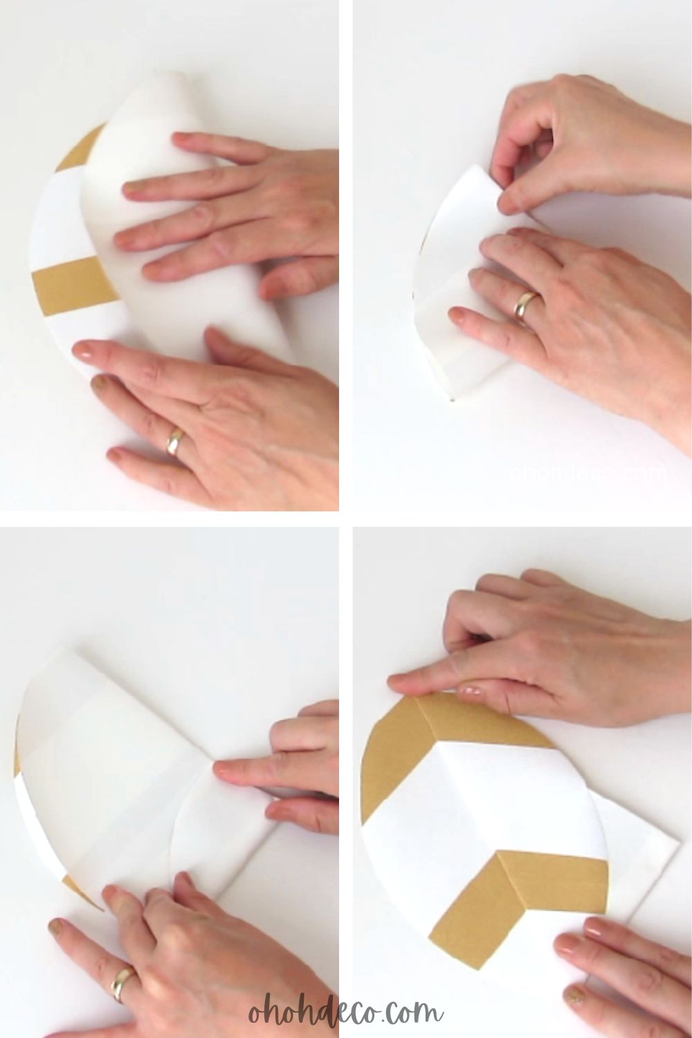 folding the paper to make a leaf