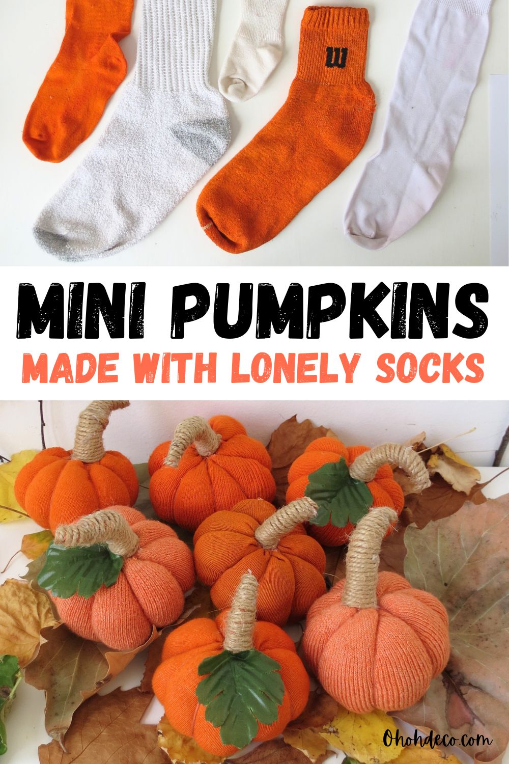 mini pumpkin crafts with lonely socks