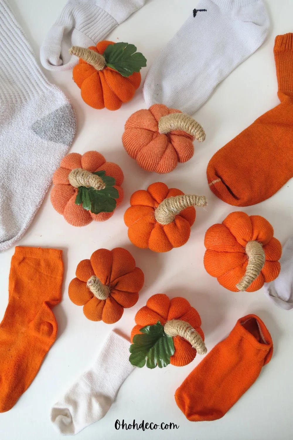 mini pumpkin crafts with lonely socks