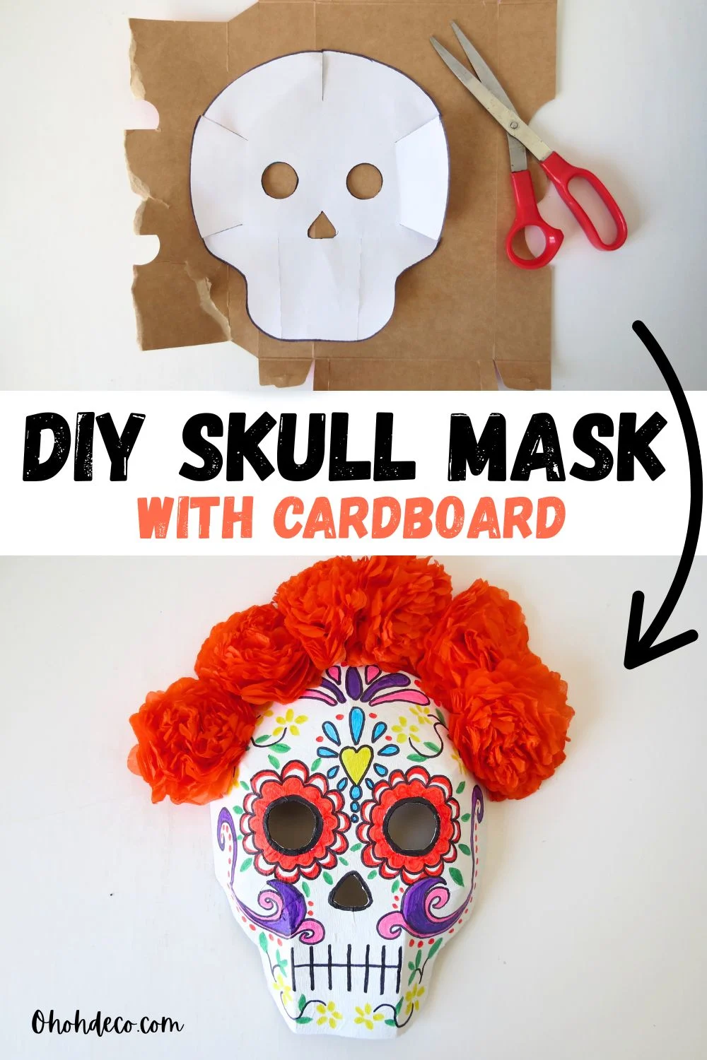 diy skull mask with cardboard