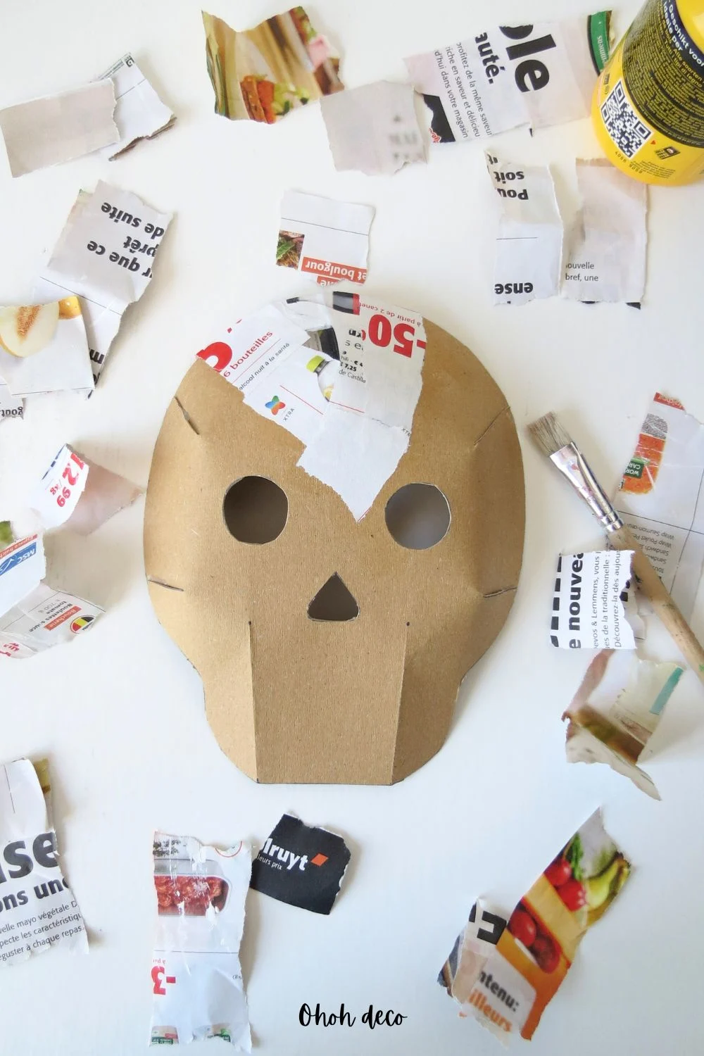 cover the cardboard skull