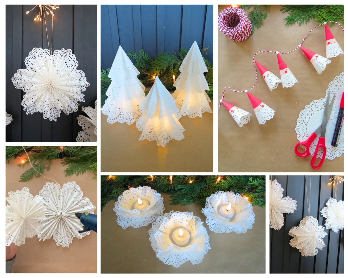 Christmas Decorations with Paper Doilies