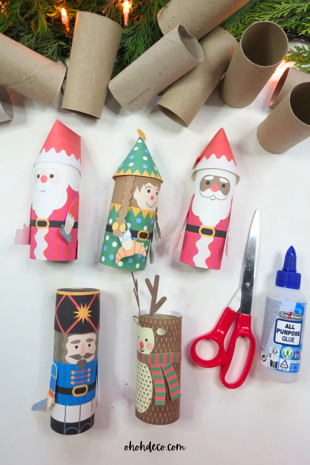 toilet paper roll santa and christmas characters 