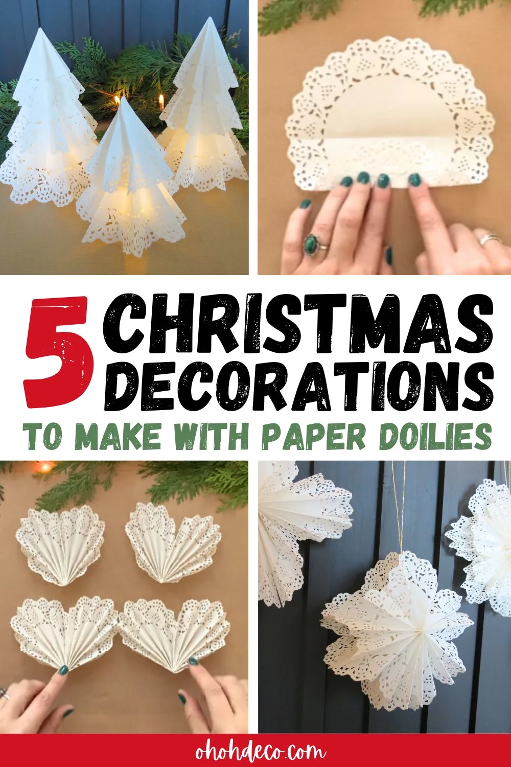 christmas decorations with paper doilies