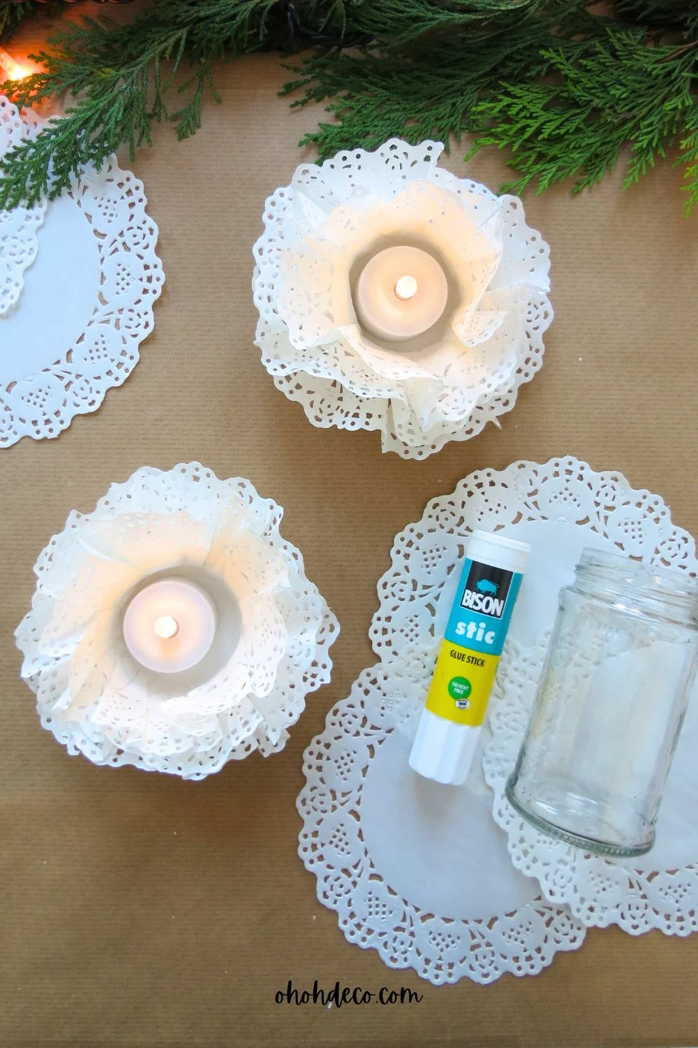 diy paper doilies candle