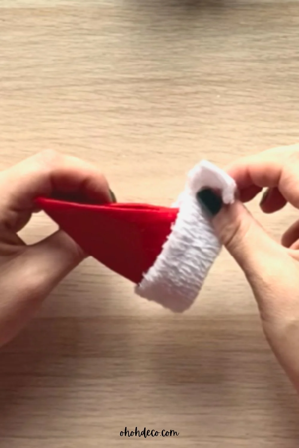 make a santa hat with cardboard roll