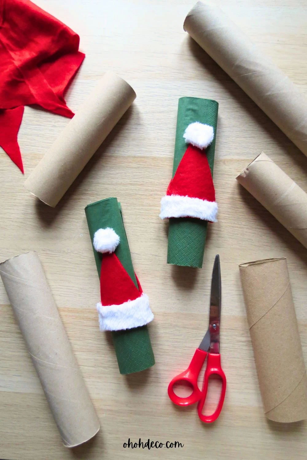 diy napkin rings santa hat