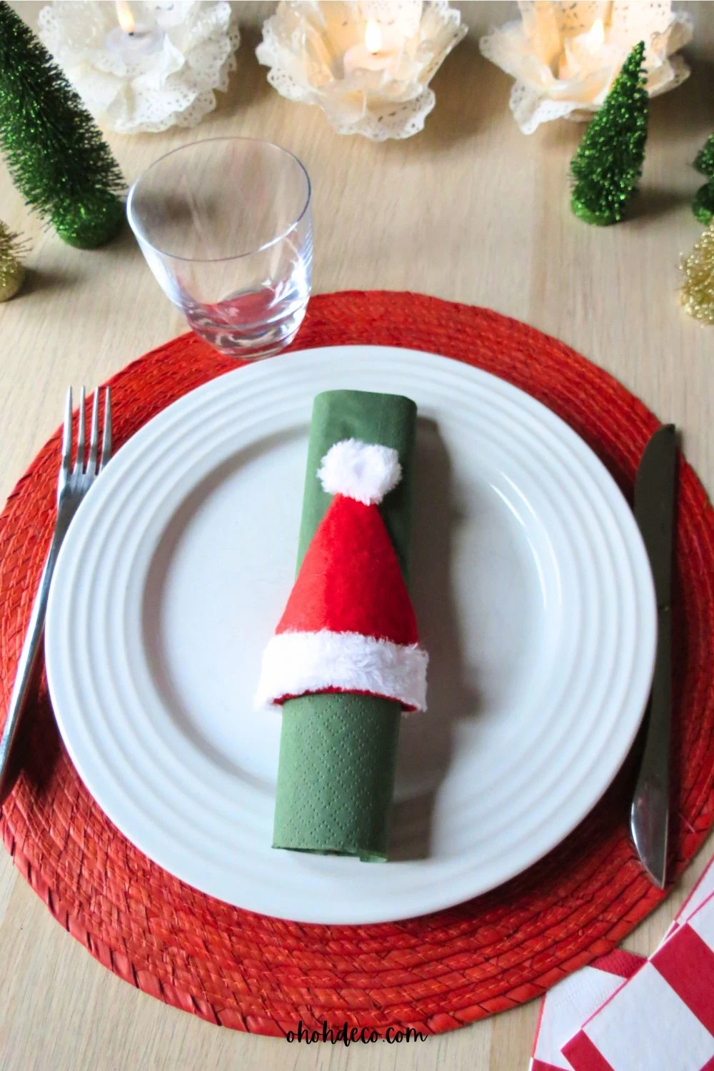 diy napkin rings santa hat idea