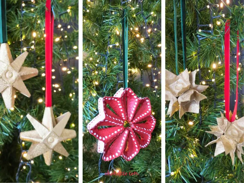 recycled christmas decorations with egg carton