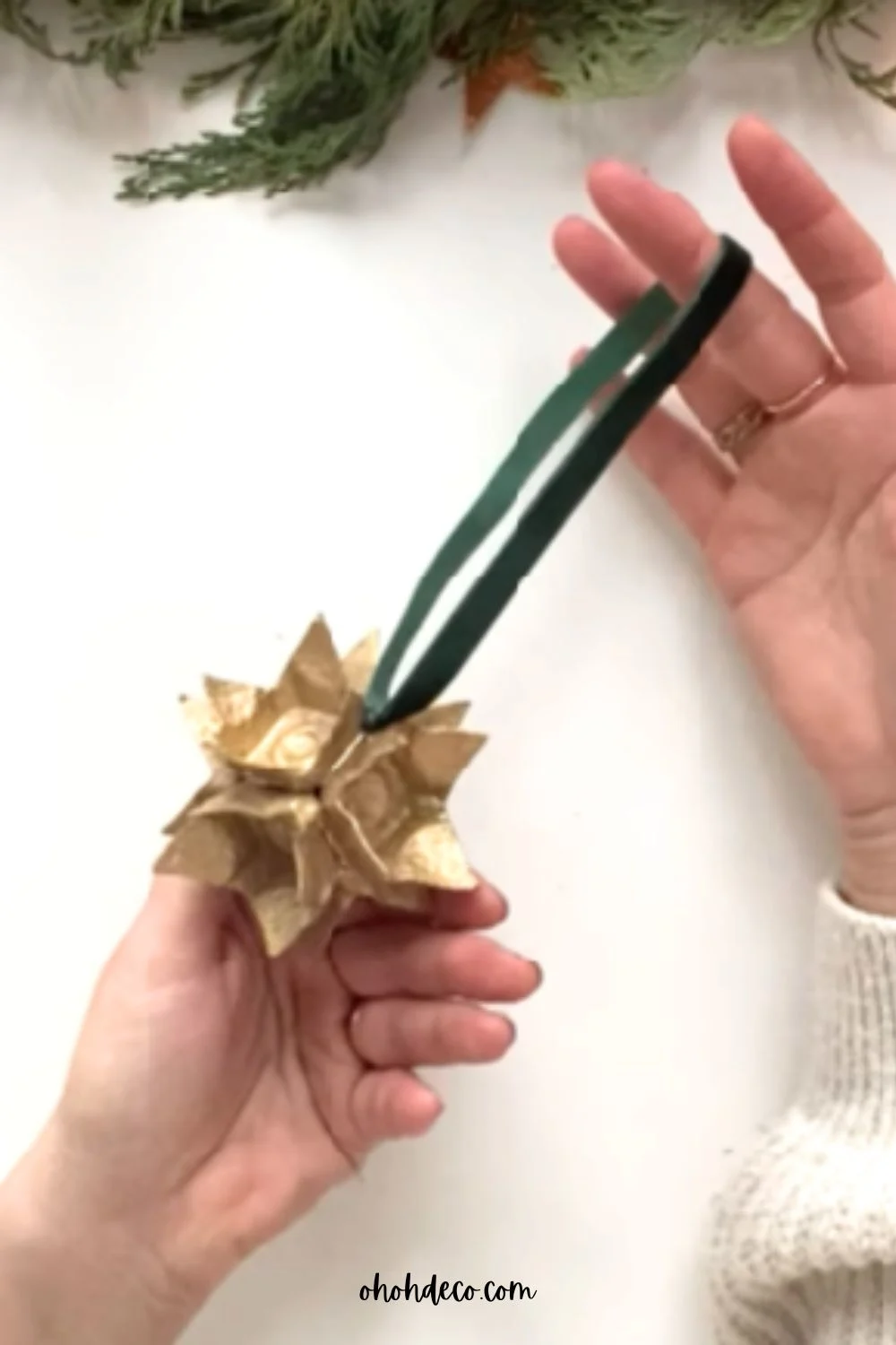 diy christmas ornament with egg carton