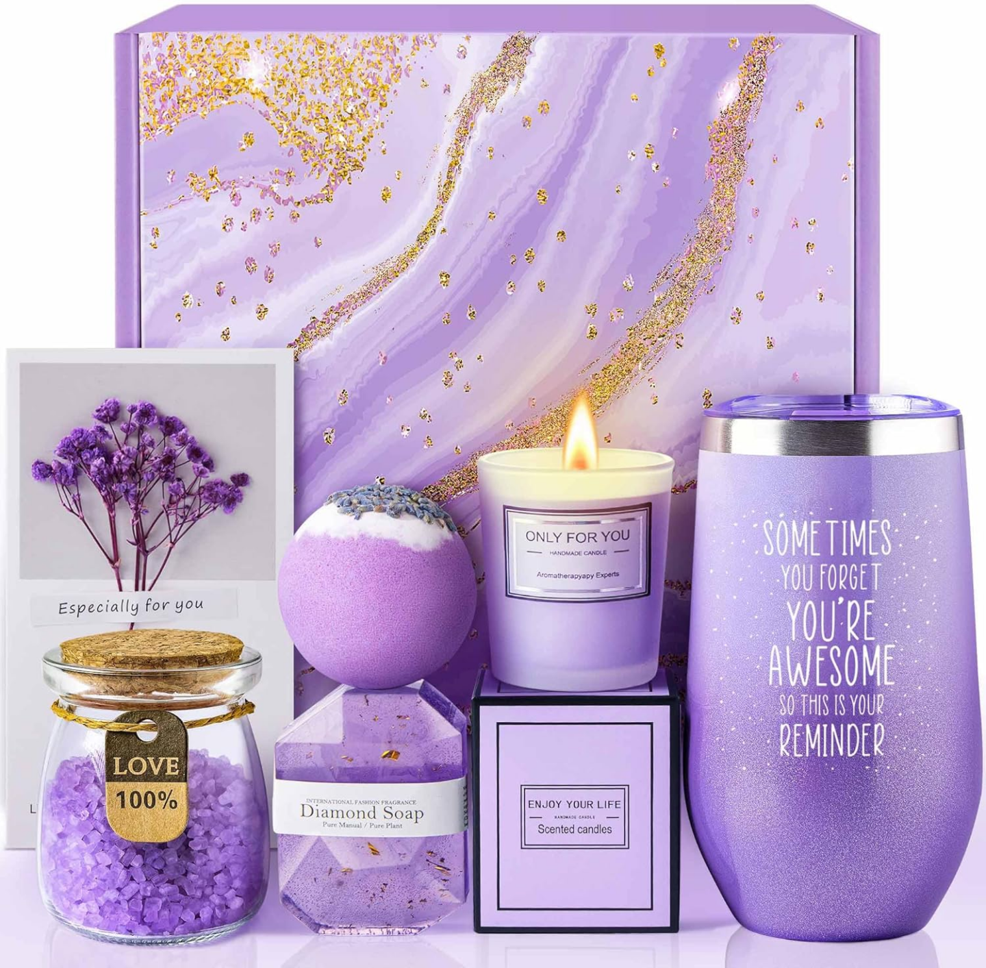 purple gift basket