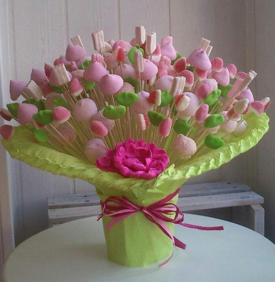 pink candy edible arrangement