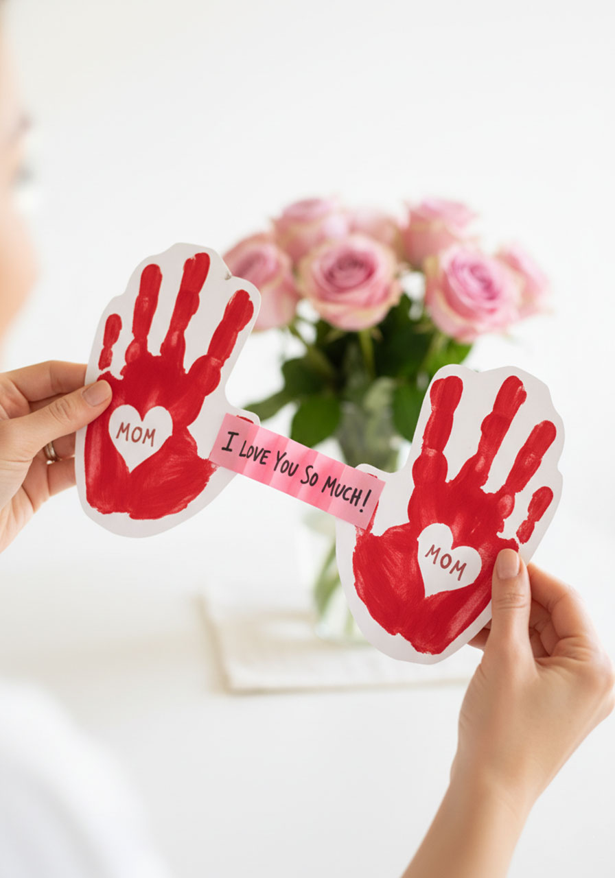 handprint mother's day card for kindergarteners