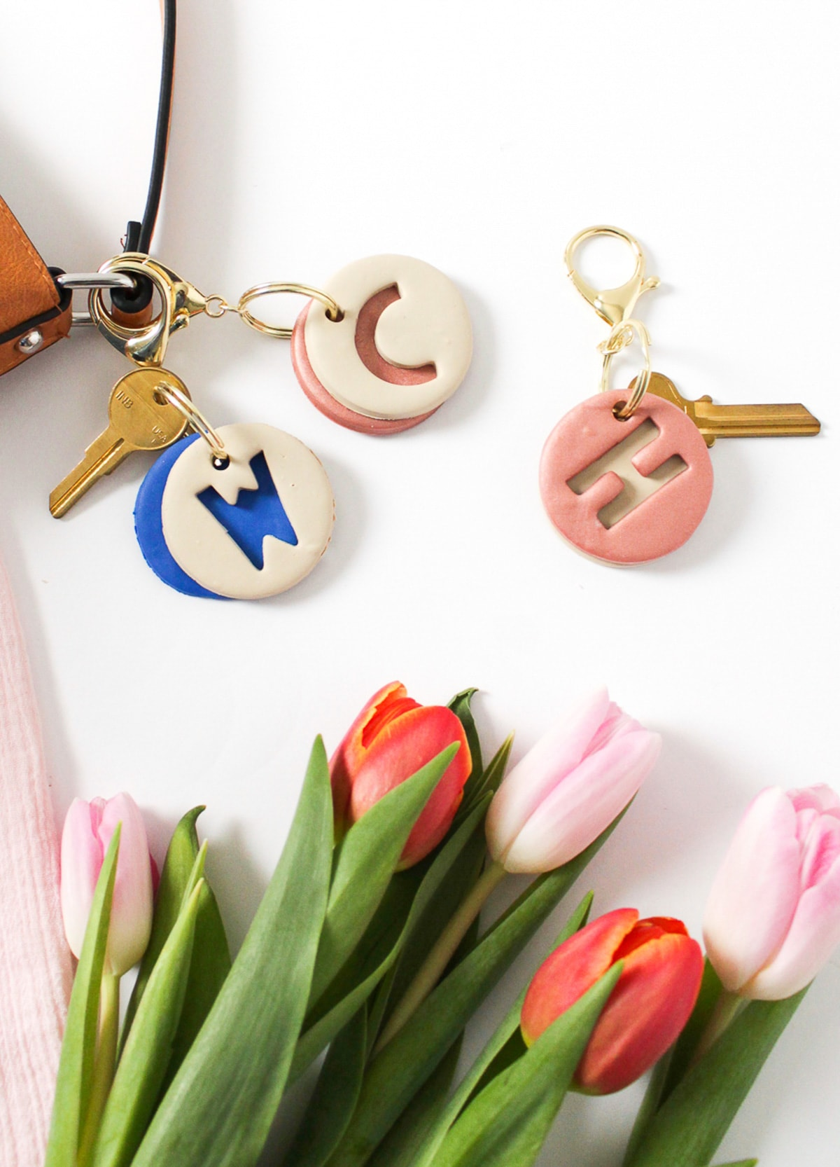 polymer clay letter keychain