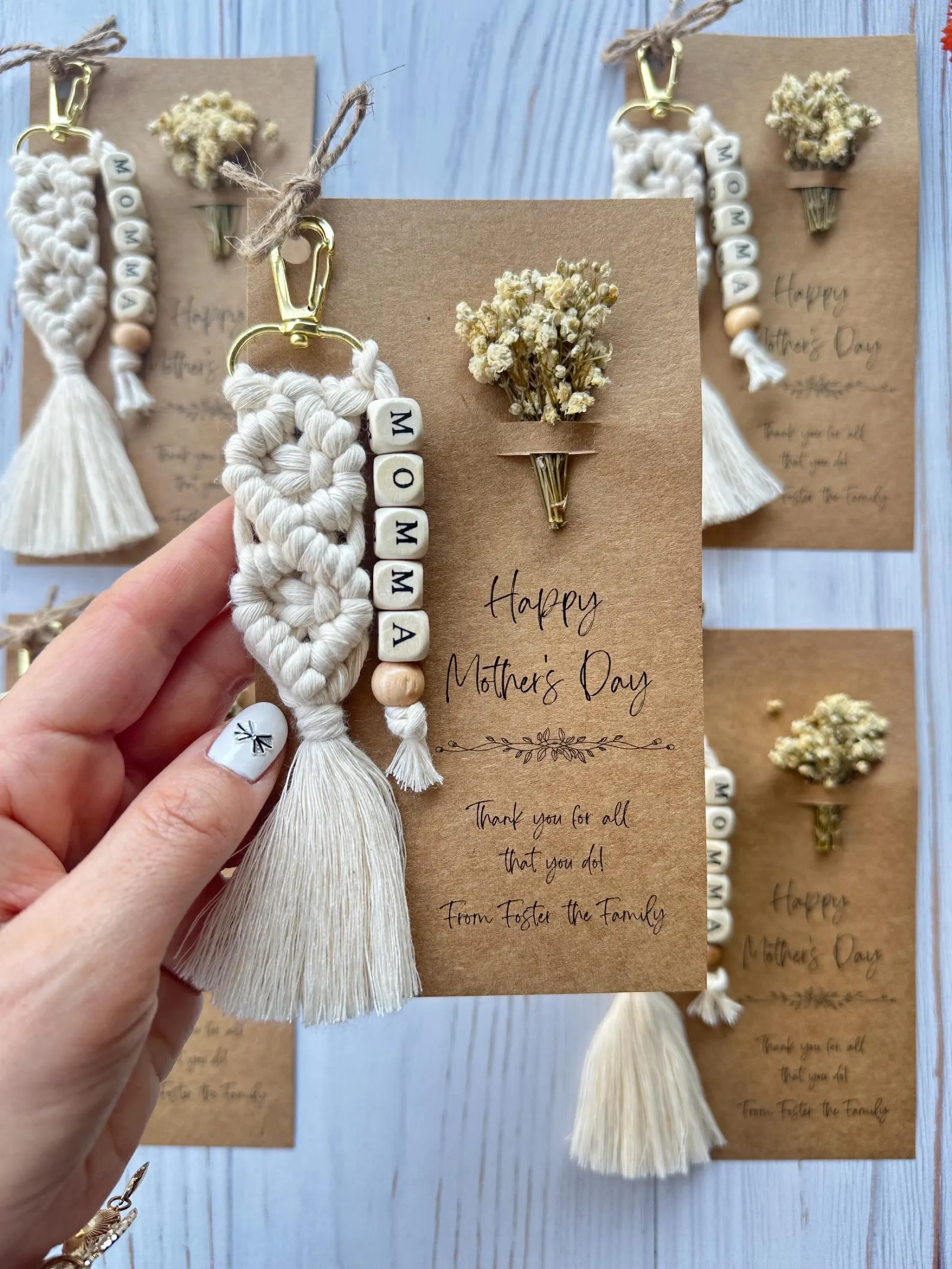 mother's day macrame keychain