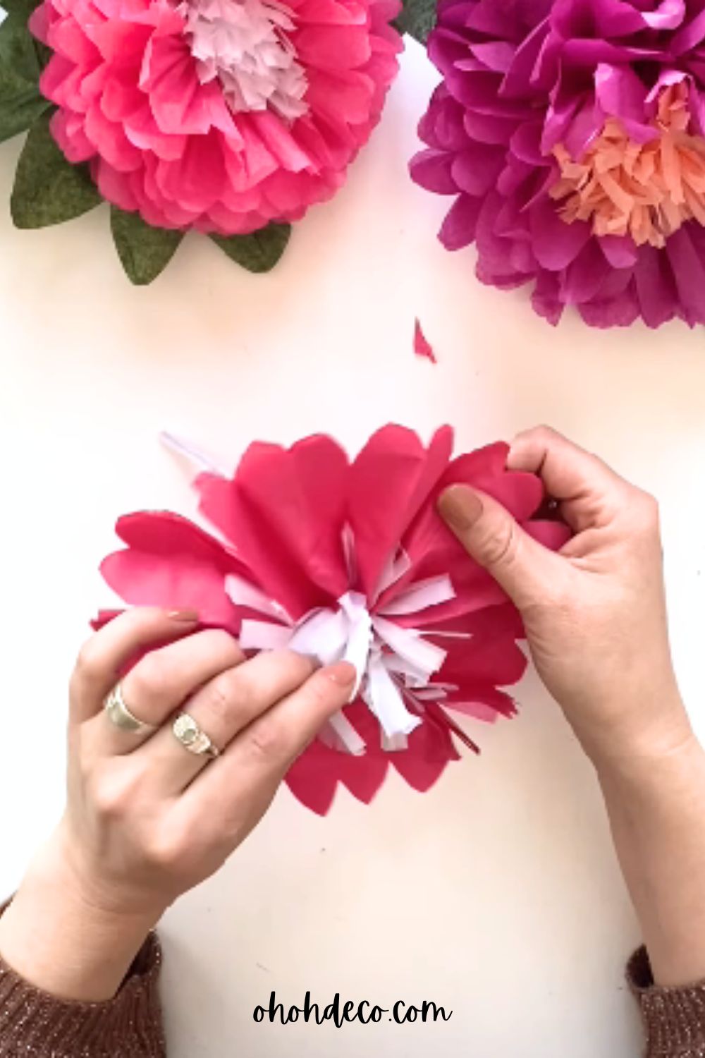 open the paper layers to create the flower