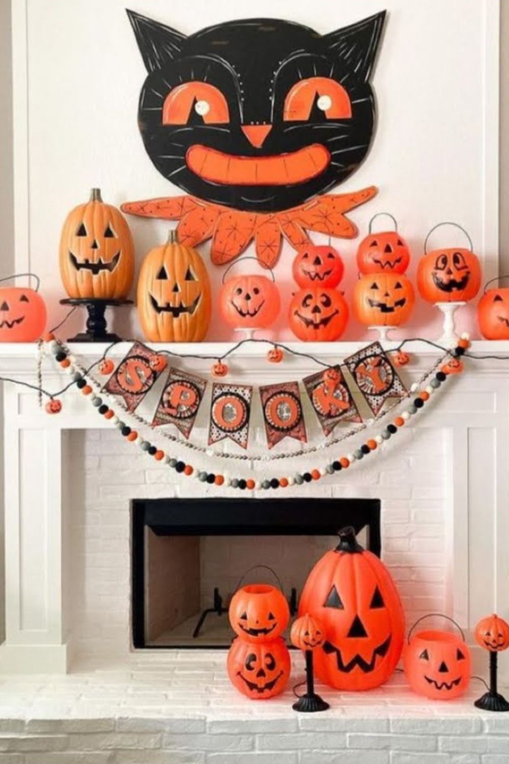 vintage halloweer mantel decor