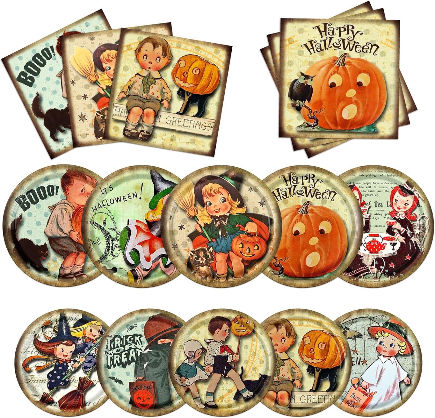 vintage halloweer napkins and plates