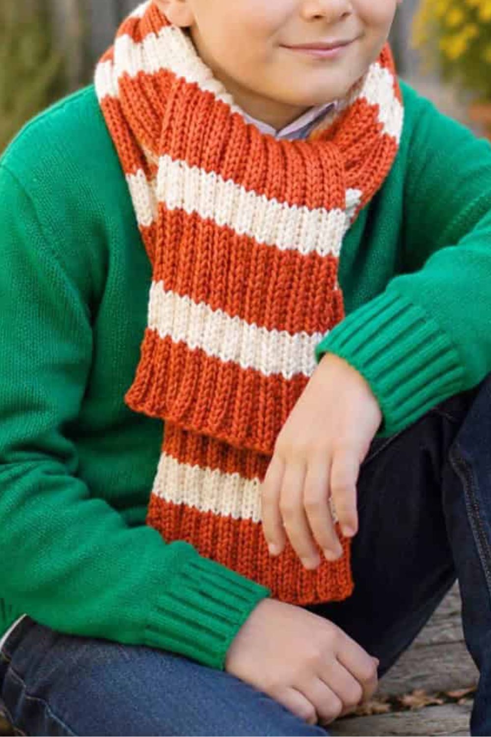 kid striped scarf easy to make