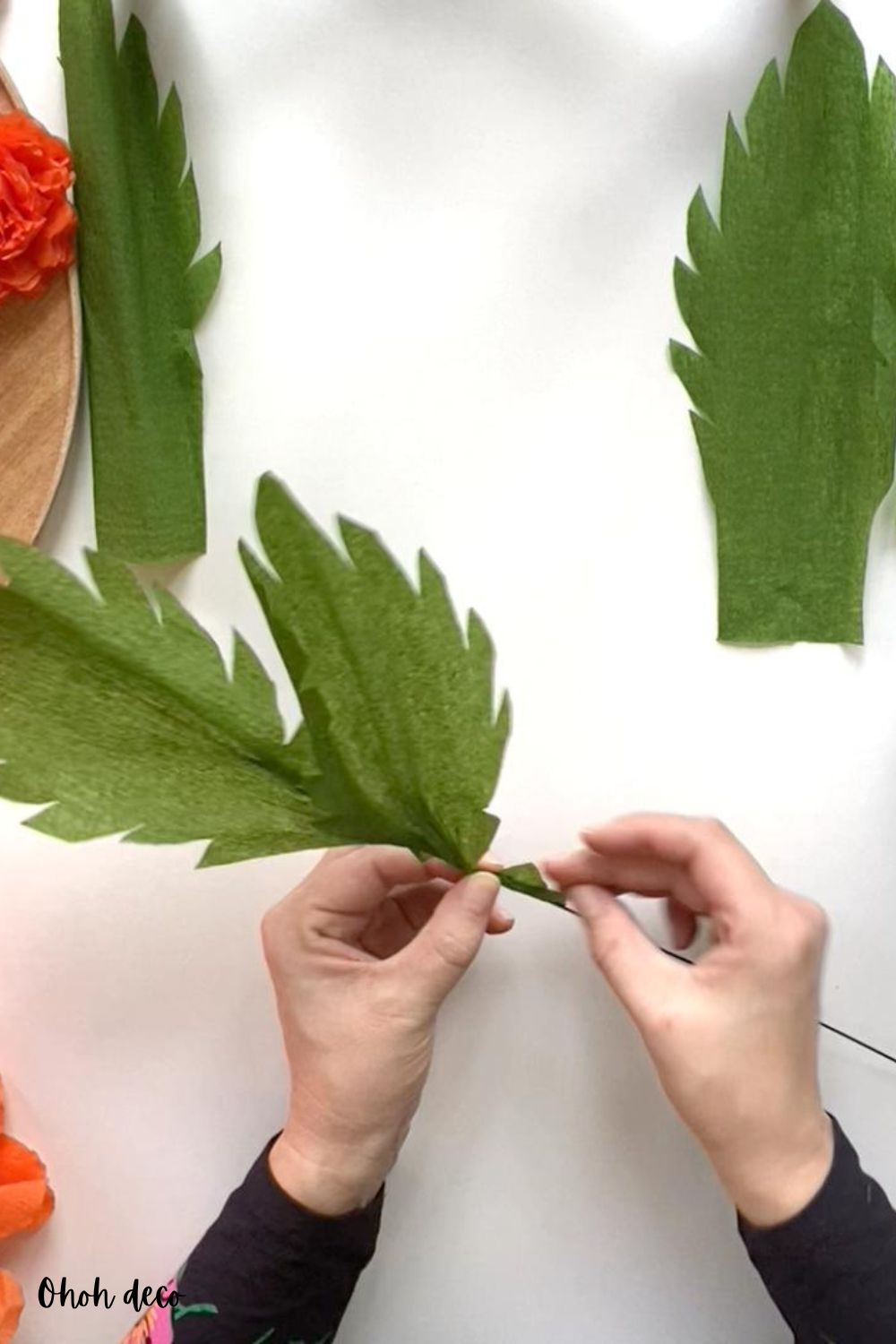 cut leaves in crepe paper